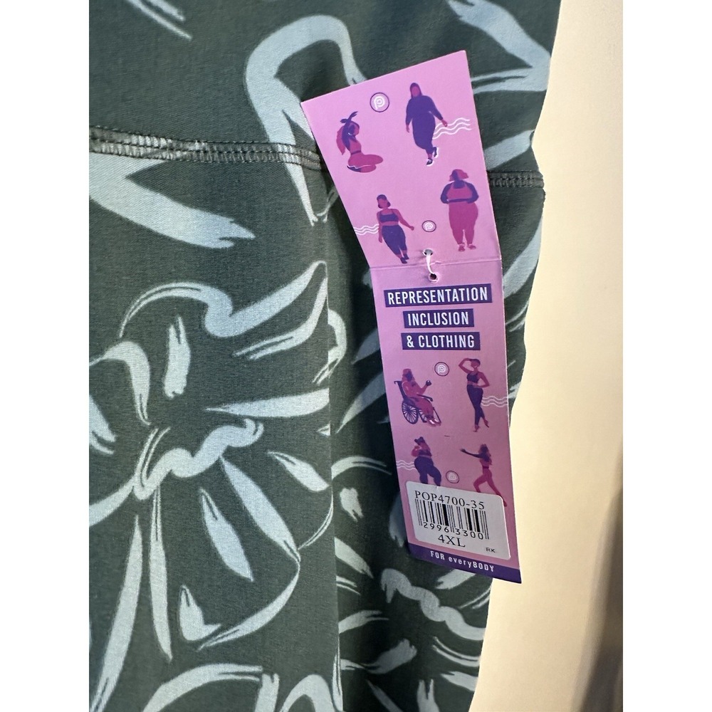 Pop‎ Fit Women's Green Floral Stretch Leggings Pants With Side Pocket 4XL Yoga - Picture 4 of 8